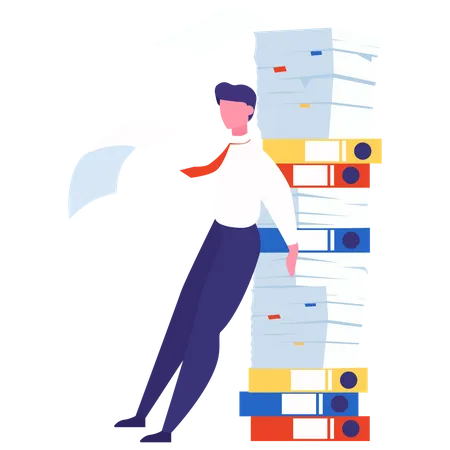 Man with paperwork load  Illustration