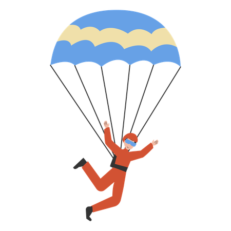 Man with parachute Freedom in skies  Illustration