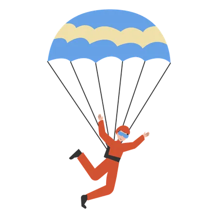 Man with parachute Freedom in skies  Illustration