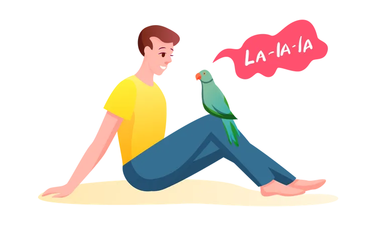 Man with parrot  Illustration