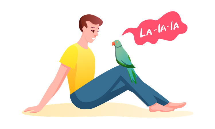 Man with parrot  Illustration