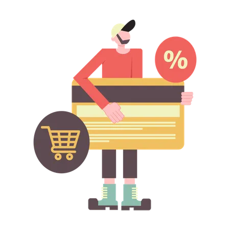 Man with payment card  Illustration