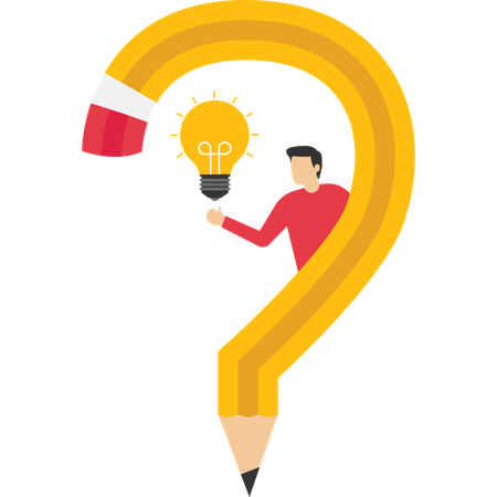 Man with Pencil question mark  Illustration