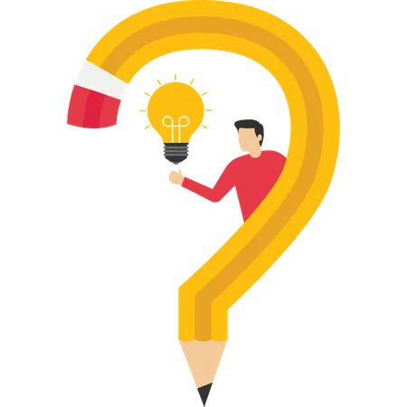 Man with Pencil question mark  Illustration