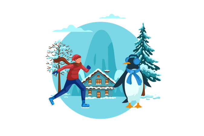 Man with penguin  Illustration