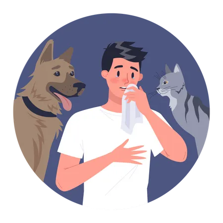 Man with pet allergy Illustration