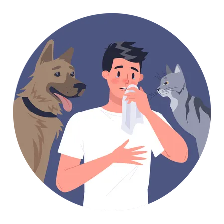 Man with pet allergy  Illustration