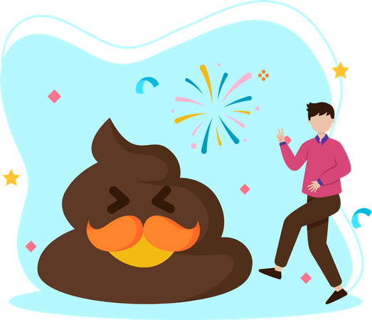 Man with poo emoji  Illustration