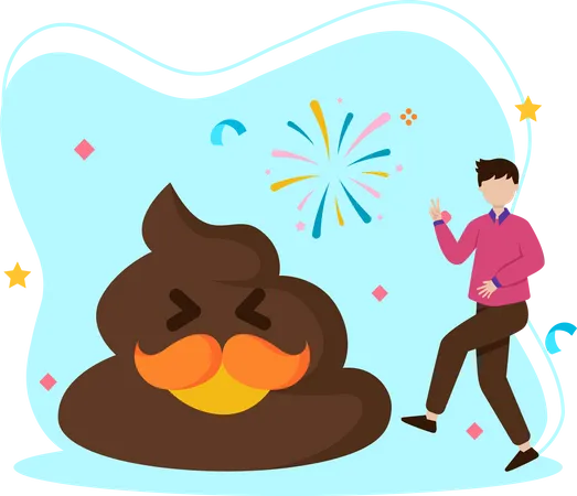 Man with poo emoji  Illustration