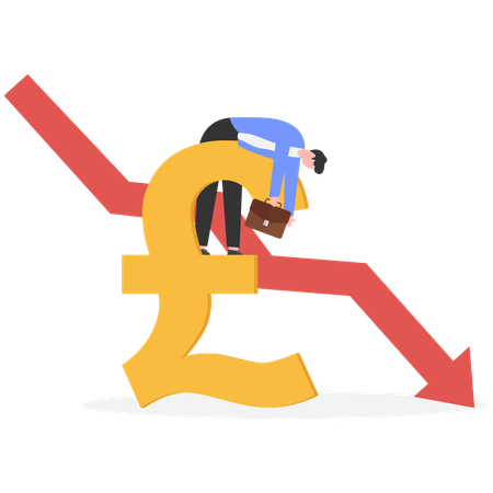 Man with pound Financial crisis  Illustration