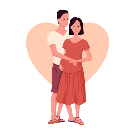 Man with pregnant wife  Illustration