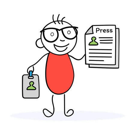 Man with press ID  Illustration