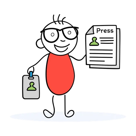 Man with press ID  Illustration