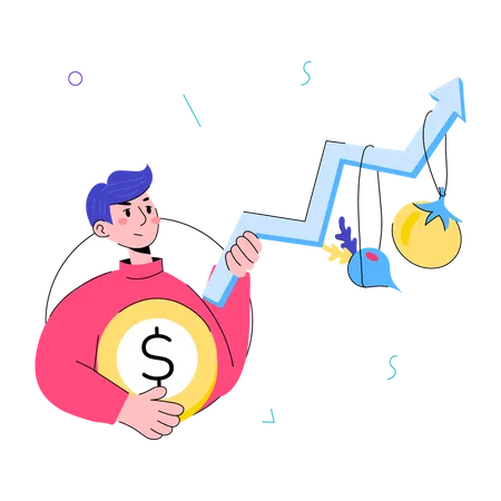 Man with Price Rising  Illustration