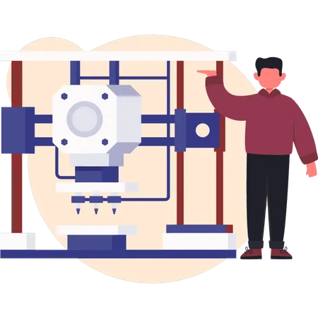 Man with printing machine  Illustration