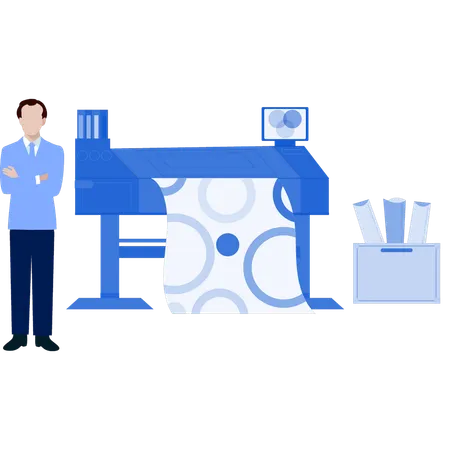 Man with printing machine  Illustration