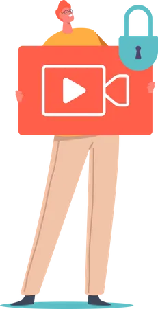 Man with private video Illustration