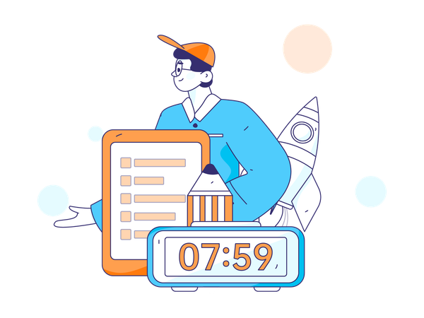 Man with Project deadline  Illustration