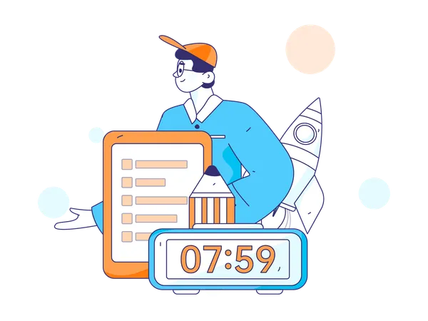 Man with Project deadline  Illustration