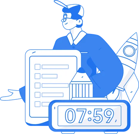 Man with Project deadline  Illustration