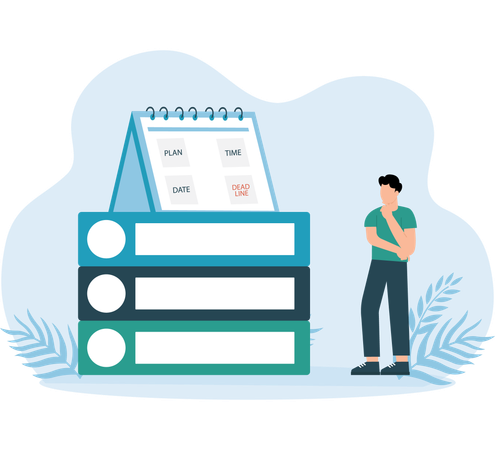 Man with Project Schedule  Illustration