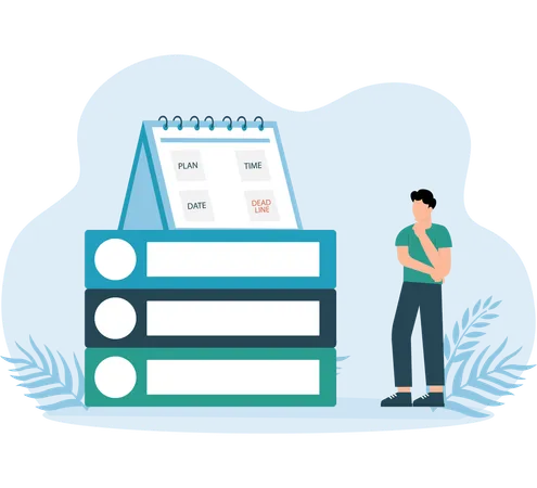 Man with Project Schedule  Illustration