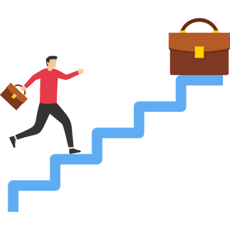 Man with Promotion on the career ladder  Illustration