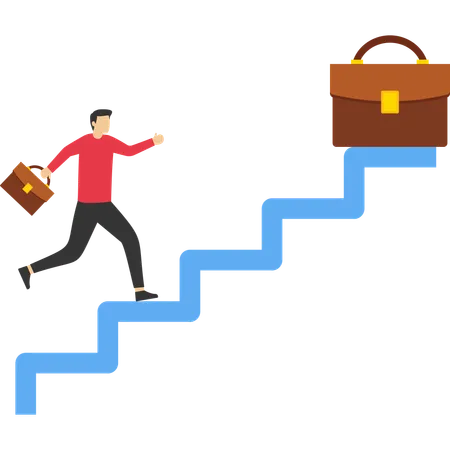 Man with Promotion on the career ladder  Illustration