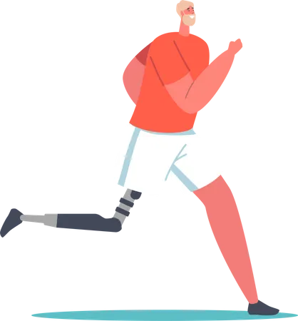 Man with prosthesis leg running  Illustration