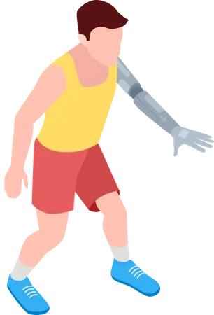 Man with prosthetic hand Illustration