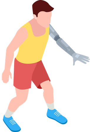 Man with prosthetic hand  Illustration