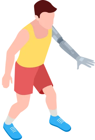 Man with prosthetic hand  Illustration