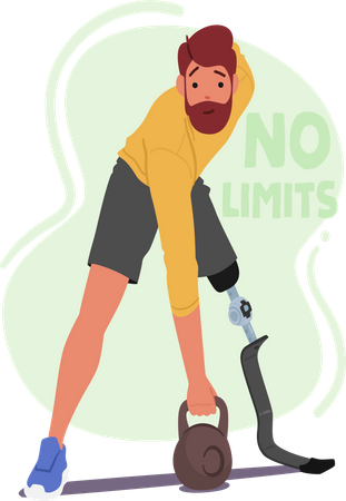 Man with prosthetic leg working out  Illustration