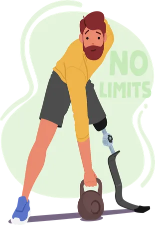 Man with prosthetic leg working out  Illustration