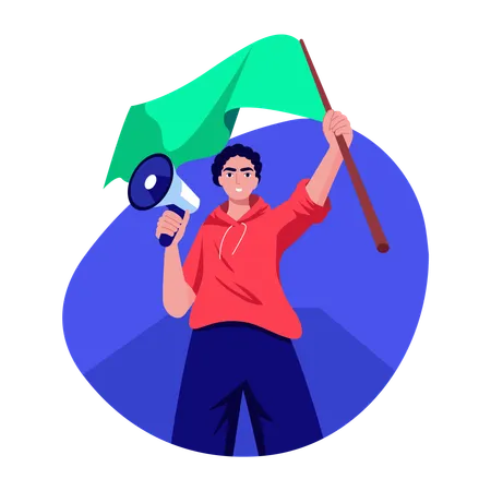 Man with protest flag  Illustration