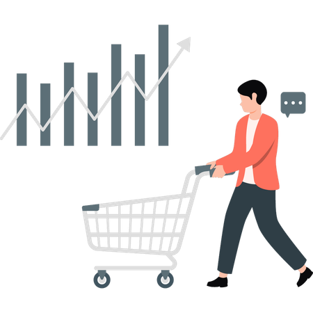 Man with purchase rate also being shown in the form of graph  Illustration