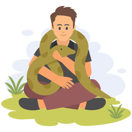 Man with python  Illustration