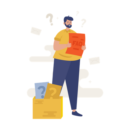 Man with question sheet Illustration