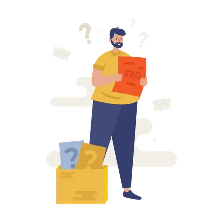 Man with question sheet Illustration