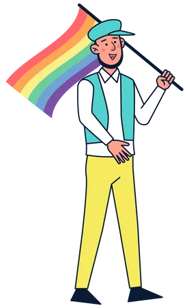 Man with rainbow flag Illustration