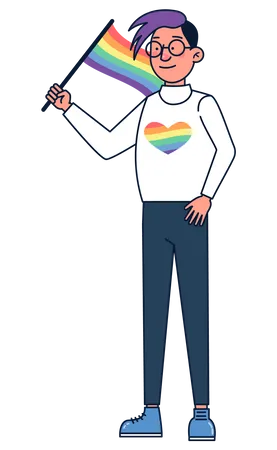 Man with rainbow flag  Illustration