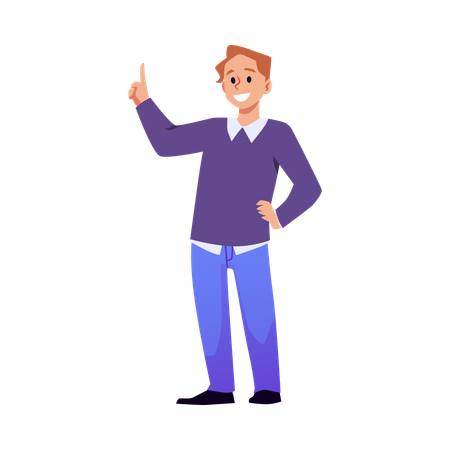Man with raised index finger  Illustration