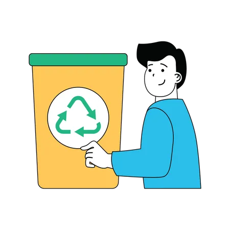 Man with recycle bin  Illustration