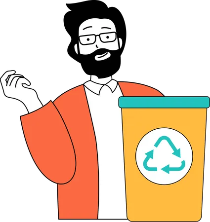 Man with recycle bin  Illustration
