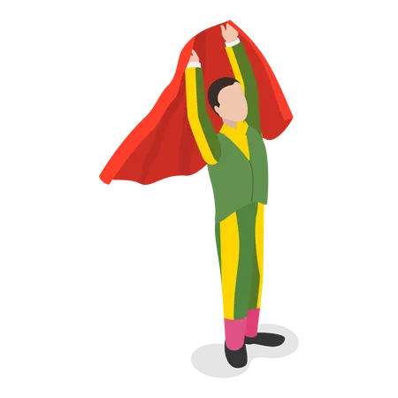 Man with red cloth in bullfight  イラスト