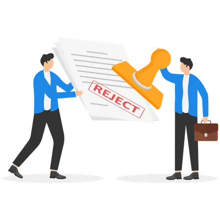 Man with rejected document  Illustration