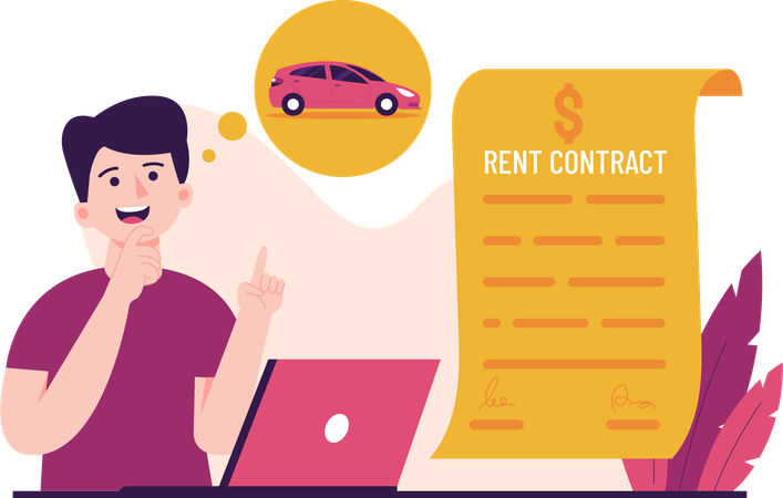 Man with Rent Contract  Illustration