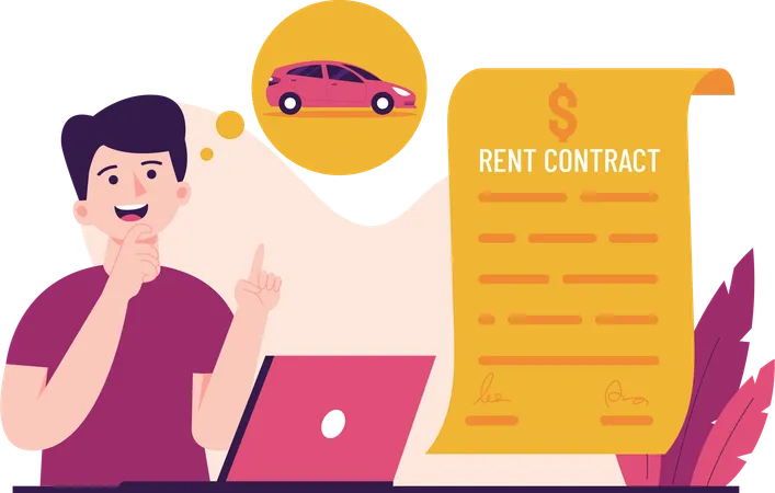 Man with Rent Contract  イラスト