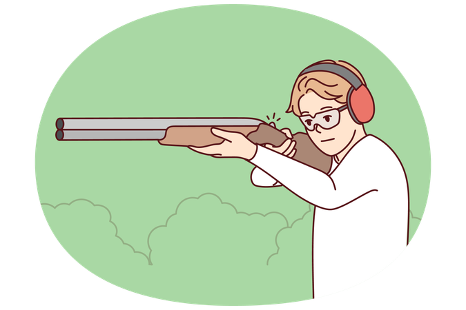 Man with rifle shooting outdoors  Illustration