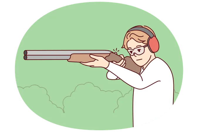 Man with rifle shooting outdoors  Illustration